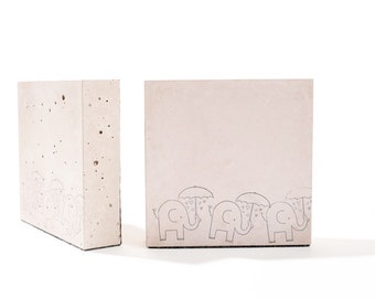Blush Concrete Bookends with Elephants