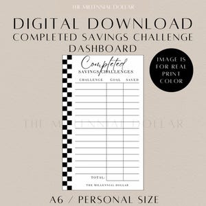 Ausgefülltes Spar-Challenge-Dashboard | Schwarzer Digital Download | Verfolge deine abgeschlossenen Spar-Challenges