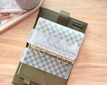 Encarts pour enveloppes à carreaux personnalisés Nina | A6 | Espaces réservés pour la catégorie de l'enveloppe du budget de trésorerie