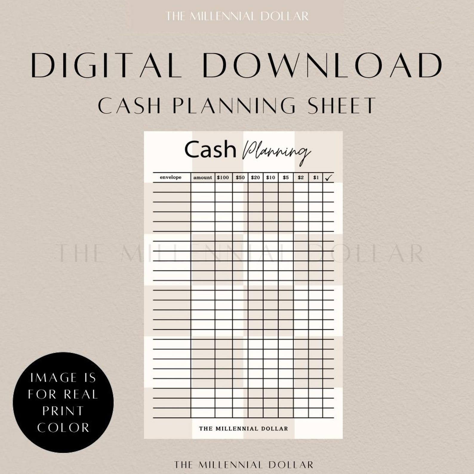 Cash Planning Sheet Digital Download Etsy