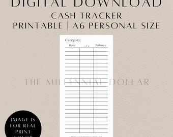Printable Cash Envelope Tracker | A6 Personal Size | Digital Download