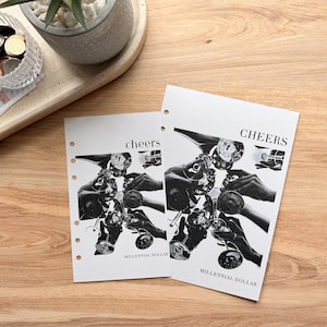 Tableaux de bord Cheers | Papier cartonné lin de luxe | Format A6 + A5 | Pour les classeurs pour espèces | Agendas | Décor pour reliure à billets