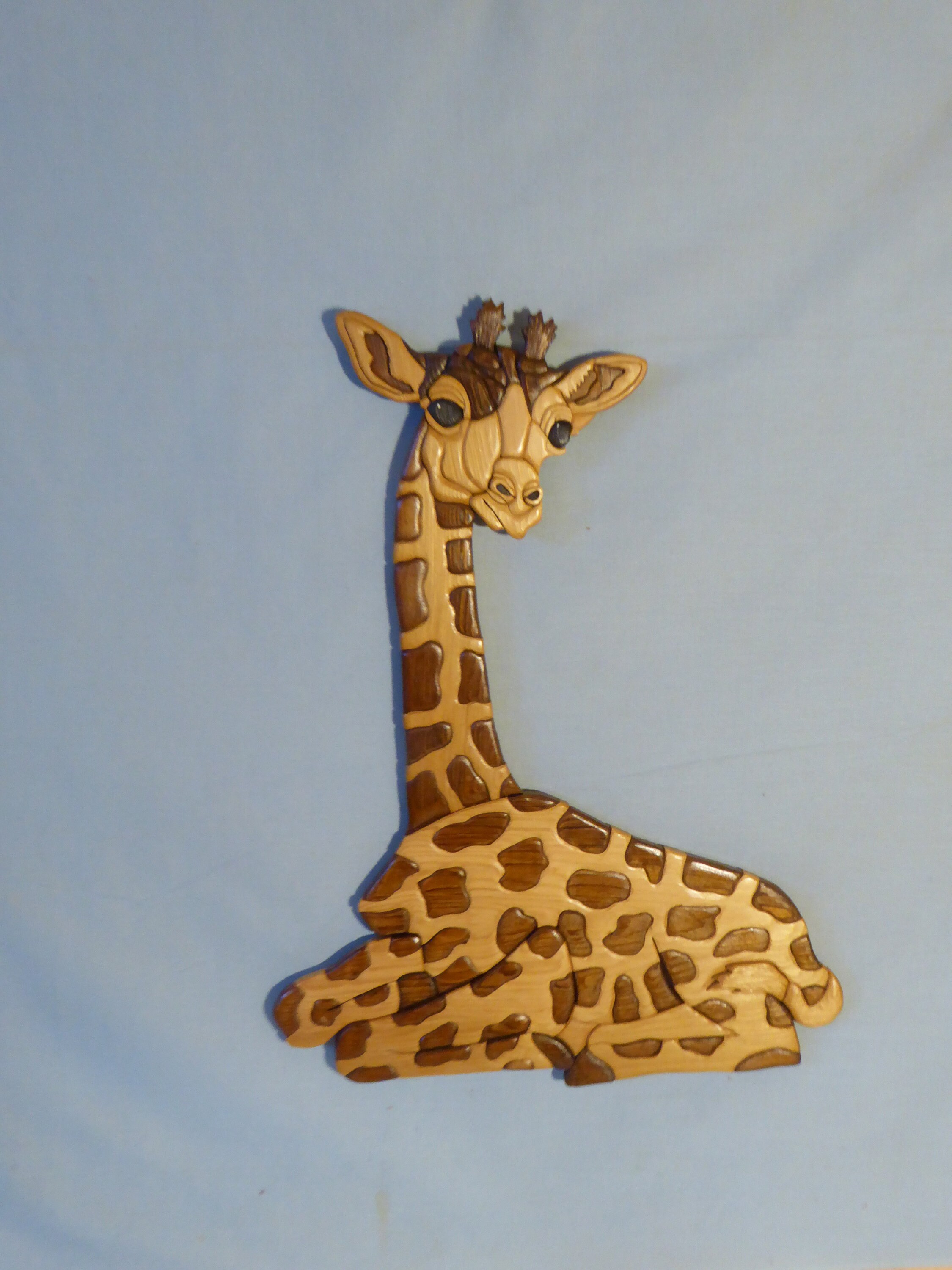 Giraffe Sitting scroll saw cut intarsia Etsy