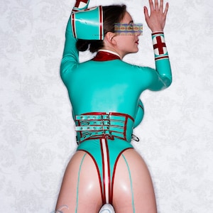 Latex Tights With Contrast Back Seams