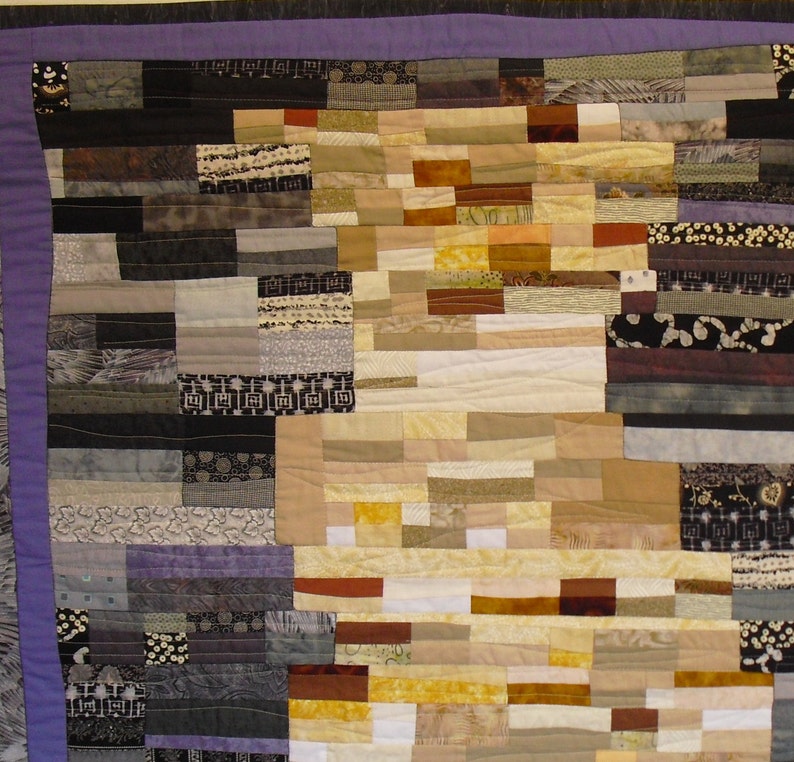 Fabric wall art quilt,wall decor,wall hanging black white,lavender,beige,OOAK,collage art made from fabric quilted,Gees Bend inspired 