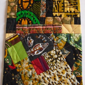 Fabric Art Wall Hanging,African fabrics,small art quilt,internationally inspired fabrics,OOAK home or office decor,BLM wall decor,fiber arts