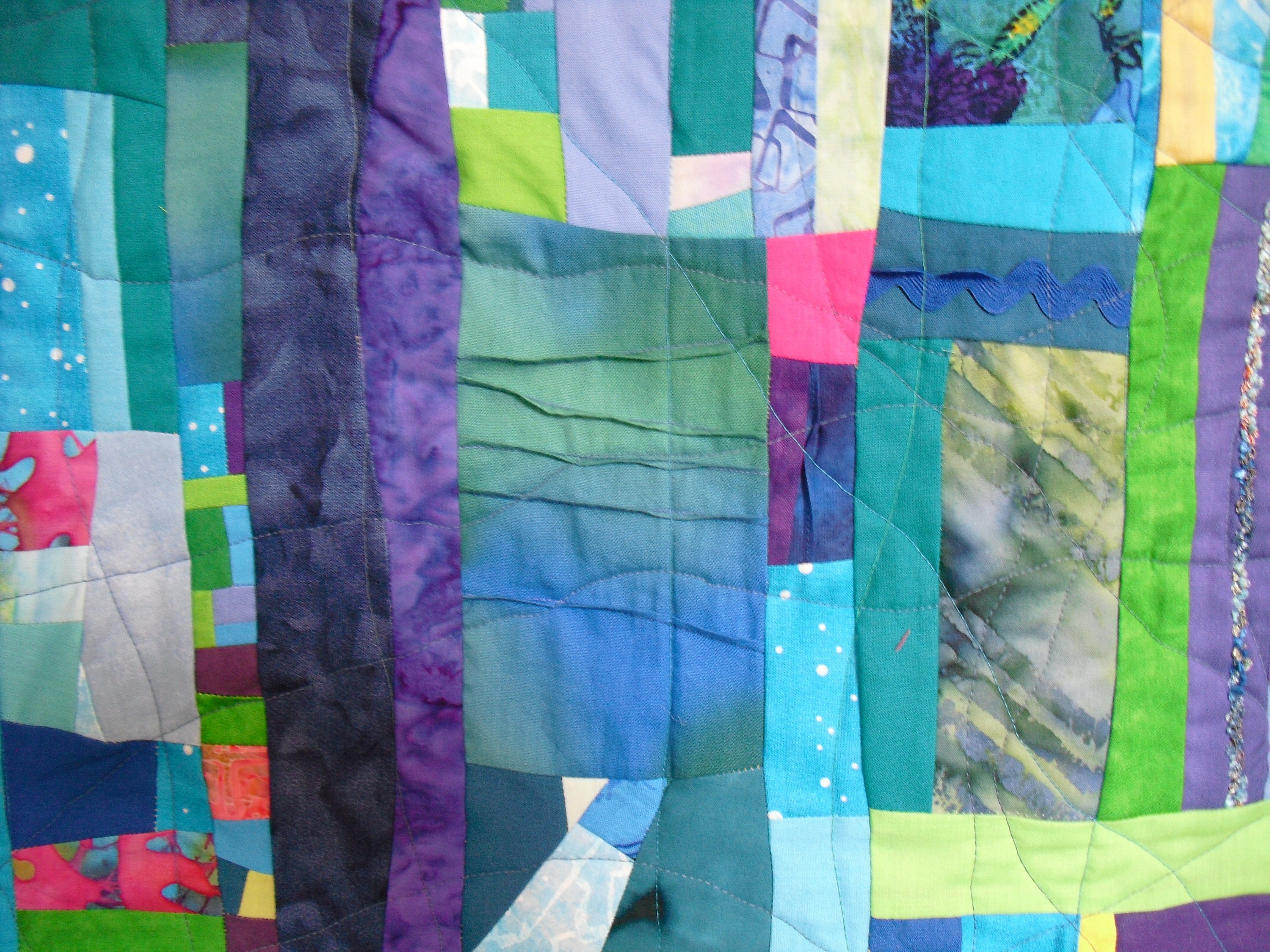 Modern Abstract Fabric Art Wallhanging,fabrics,blue,green,pinkfabrics