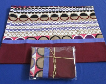 Set of pillow cases,deep red,brown,with light purple accent,king size,high quality 100%cotton machine washable,finished seams,gift item