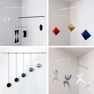 Set of 4 Montessori Mobiles - Munari Mobile, Octahedron Mobile, Gobbi Mobile, Dancers Mobile