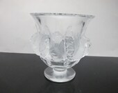 LALIQUE France Clear Frosted Crystal Glass DAMPIERRE 5 quot Bird Vase