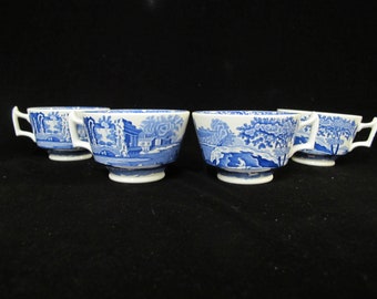 SPODE England C1816 Kobaltblau handbemalte ITALIENISCHE Tee-/Kaffeetasse, 4er-Set