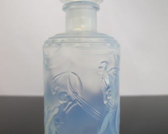SABINO Blue Opalescent DANCING NUDES Art Deco Glass Perfume Scent Bottle