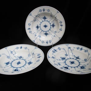 Juego de cuencos para sopa Royal Copenhagen 167 Denmark, color azul liso, con borde acanalado grande, de 9 1/4"