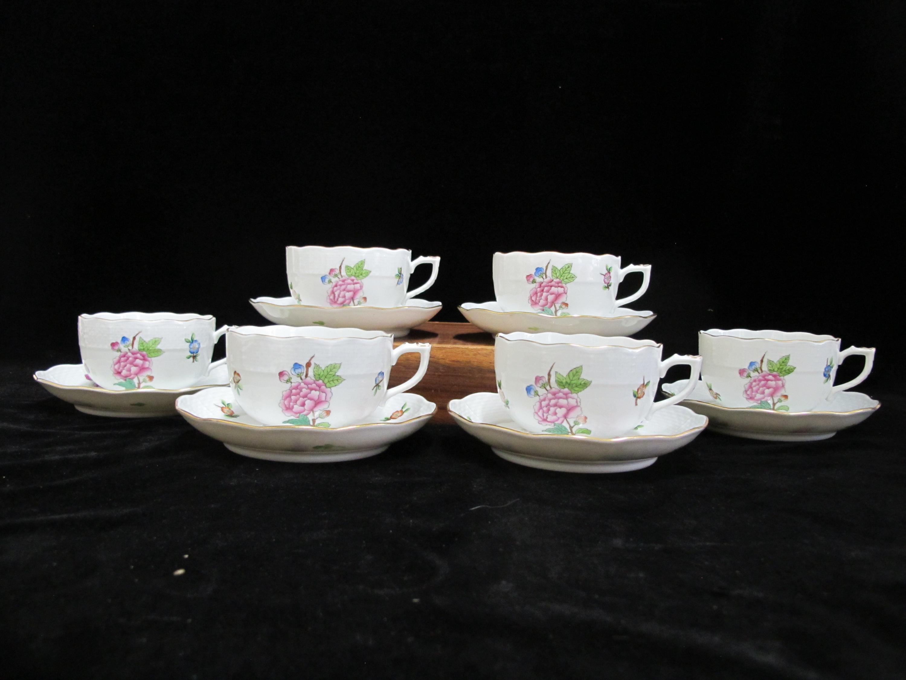 HEREND ETON 724 Hand Painted Flower Porcelain Large Tea Cup