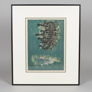 FUMIO FUJITA Japanese Signed Artist Proof Abstract Woodblock Print
