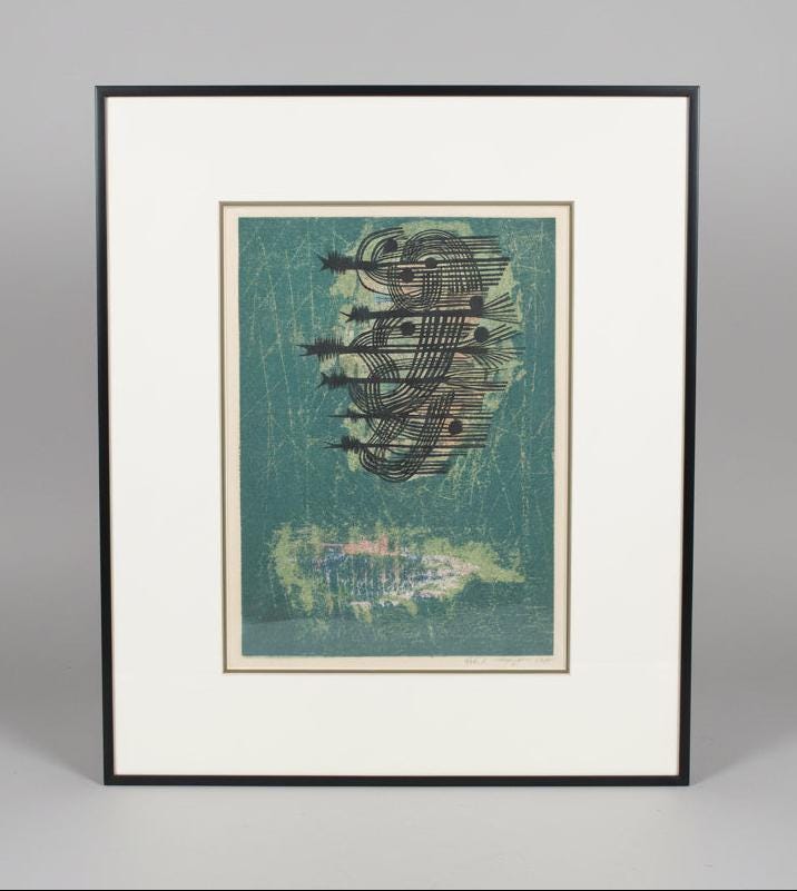 FUMIO FUJITA Japanese Signed Artist Proof Abstract Woodblock Print