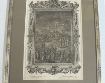 Holy Physics Johann Jakob Scheuchzer Antique Crucifixion Framed Copper Engraving Plate