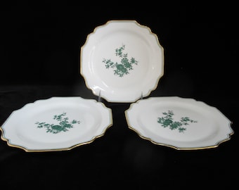 WIEN Augarten Vienn PRINCE EUGENE Green Flower Belvedere 7 1/2" Teller-Set mit 3 Stück