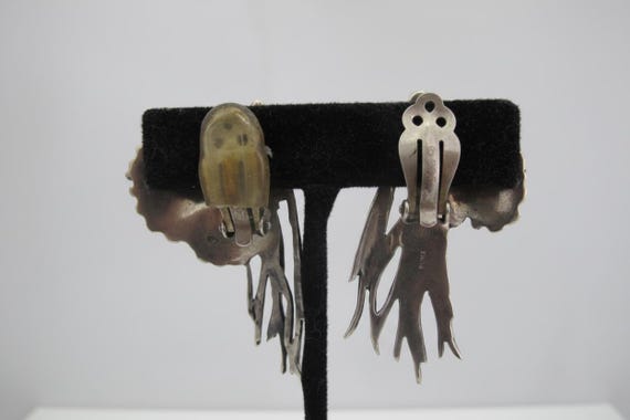 CLIFTON NICHOLSON Sterling Silver MODERNIST Clip-On Pine Cone Earrings View 4