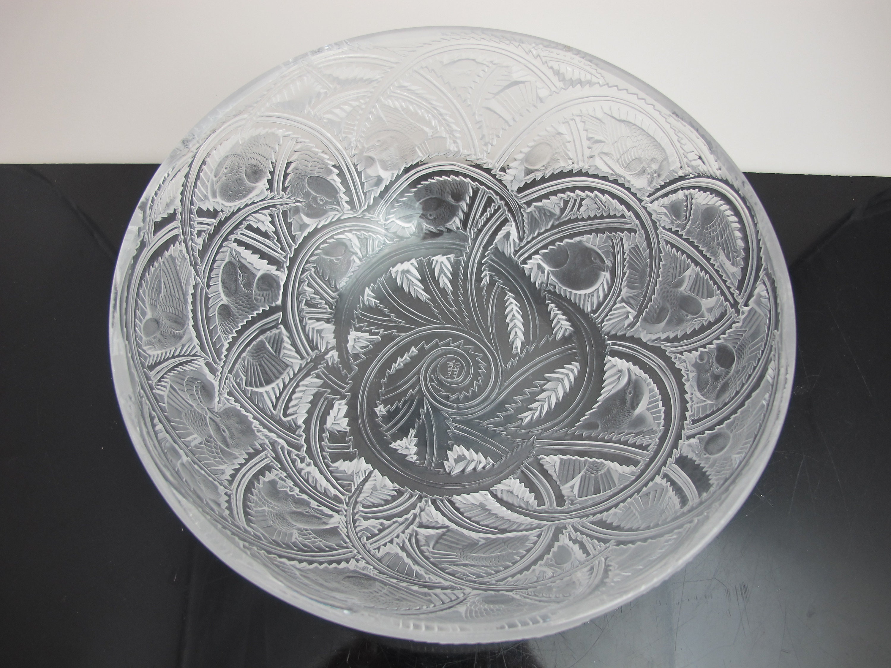 LALIQUE France Clear Crystal PINSON Finches BIRD 9.5