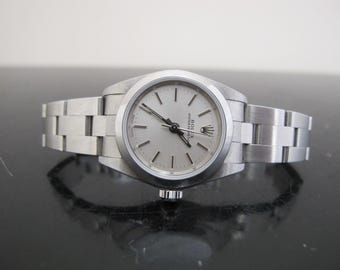 ROLEX Oyster Perpetual 76080 Edelstahl SILBER DIAL Automatik Damenuhr