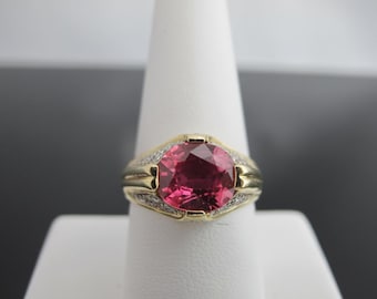 SPARK Creations Oval Pink SAPPHIRE & Diamond 18k Yellow Gold Cocktail Ring