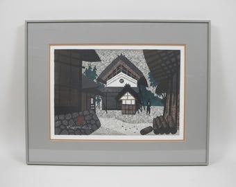 斎藤清 サイン入り 額入り 会津木版画「冬の橋」 - Etsy 日本