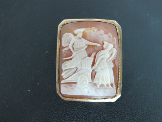 Vintage 14k Gold Classical ANGEL in Pulled Cart C… - image 5