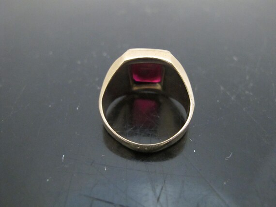 Emerald Cut Red Lab Created RUBY & 10k Yellow Gol… - image 4