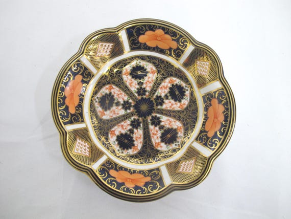  Crown Derby プレート 1128 ROYAL Crown Derby 1128 IMARI Bone China Scallop Rim Trinket Dish