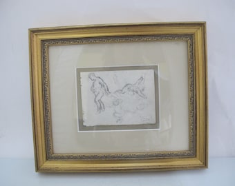 JEAN Francois MILLET Study of a Human Figure SIGNED Pencil Drawing Sketch