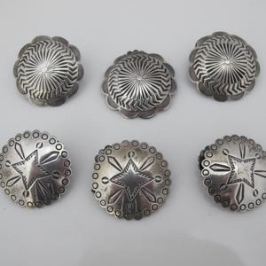 NAVAJO Native American SUN & STAR Burst Engraved Concho Button Set