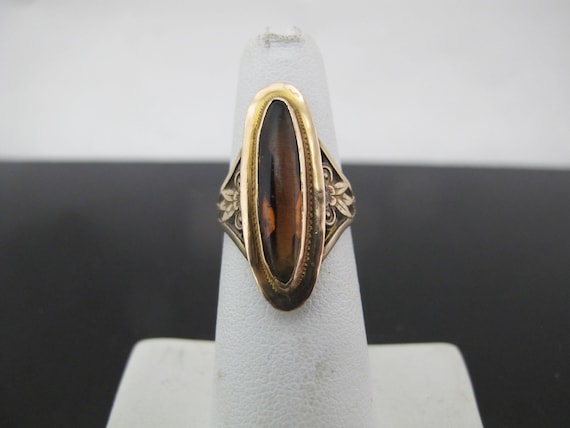 VICTORIAN Art Nouveau 10k Gold Synthetic AMBER To… - image 1