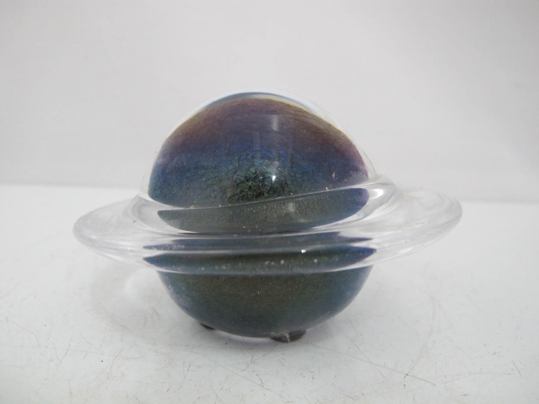 Planet Paperweights Limited Edition SCI FI Channel Glass Planet SATURN Galaxy Paperweight ...