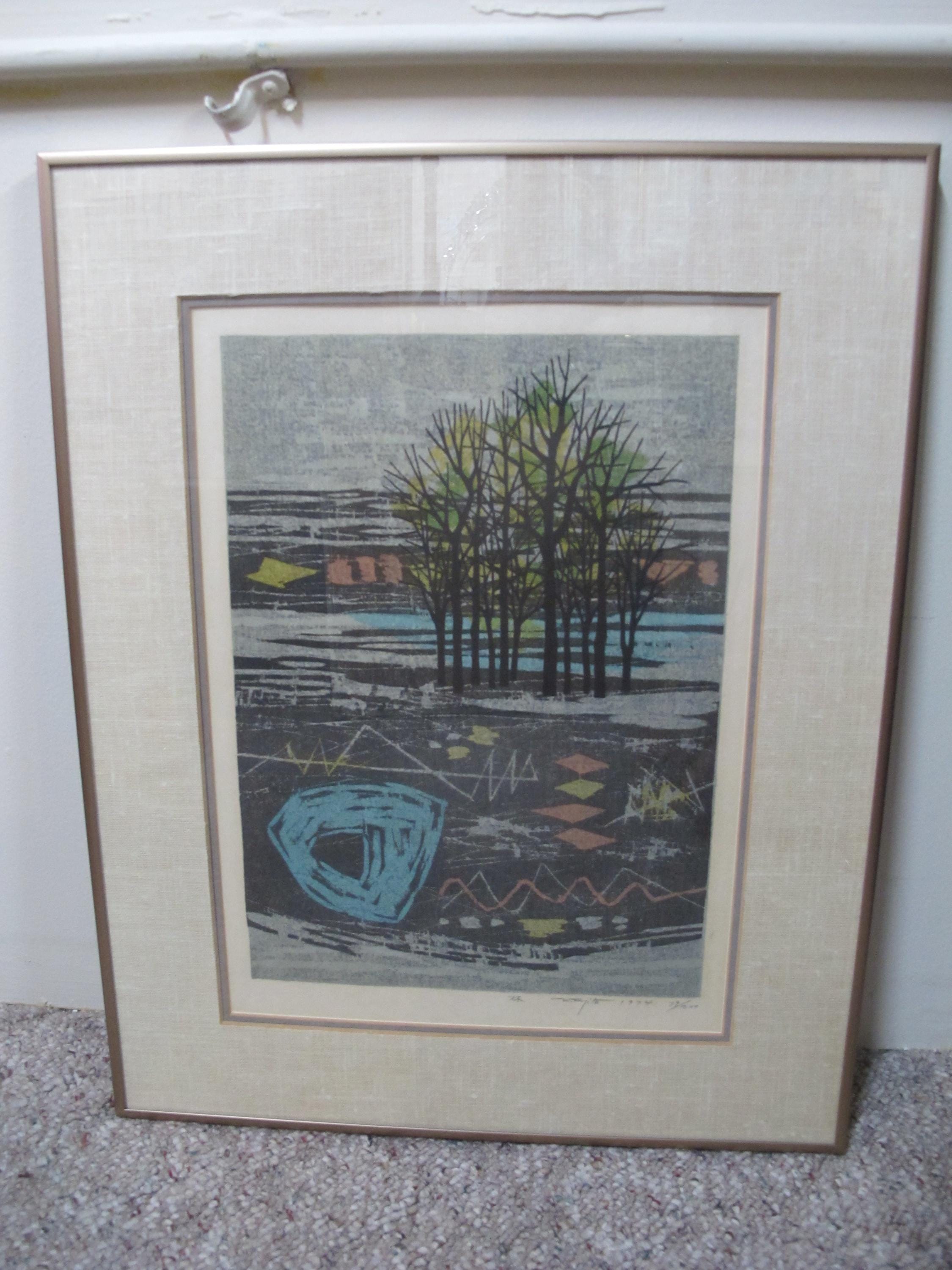Fumio FUJITA Japanese Signed Limited Ed COLORFUL FOREST Trees