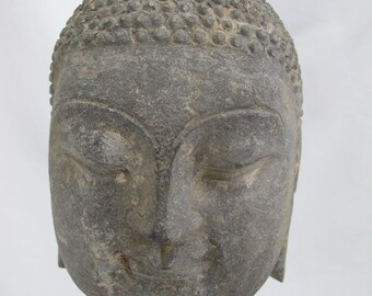 Antique THAI Carved Stone AYUTTHAYA Style BUDDHA Head Sculpture on