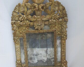 Piccolo specchio rococò italiano REGENCY elaborato con cornice in legno intagliato FLOREALE