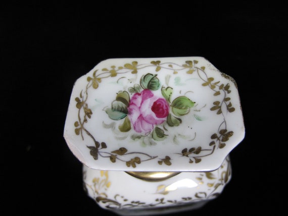 FRENCH Sevres Hand Painted Porcelain FLOWER Gold … - image 3
