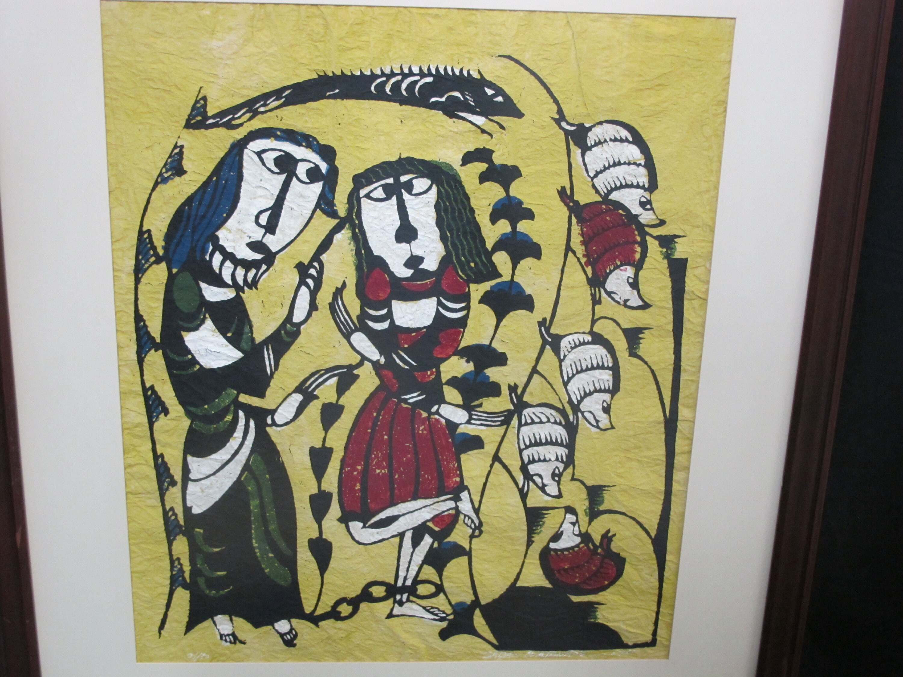渡辺　芳文、窓辺、希少な画集より、新品高級額装付、版上サイン入り 渡辺美香子 版画 「NEW LIFE」「うららかな午後」 2点セット 額縁入り