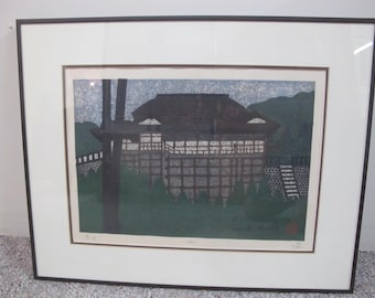 Noriaki OKAMOTO Signed Framed Japanese Woodblock Print of KIYOMIZU TEMPLE