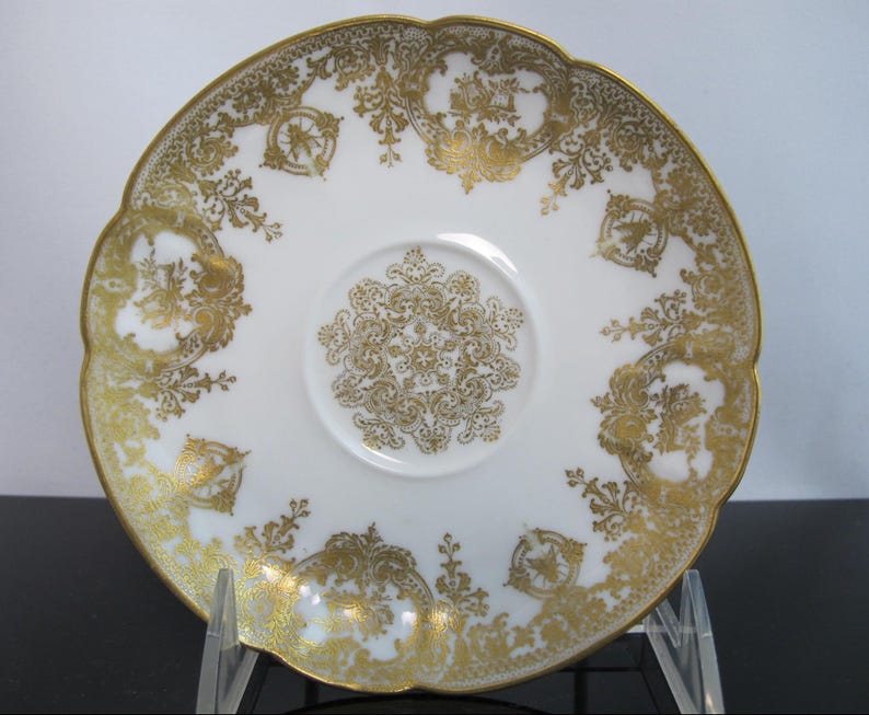 HAVILAND Limoges Rococo Style INSECT Floral Scroll Porcelain Soup Cup ...
