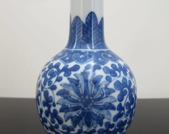 中国磁器のミニ花瓶 蓮の花模様 青と白 高さ4インチ - Etsy 日本