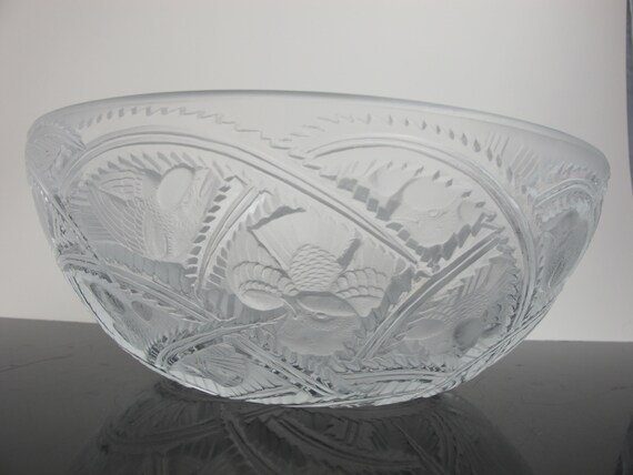 LALIQUE France Clear Crystal PINSON Finches BIRD 9.5