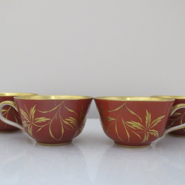 Vintage ROSENTHAL Selb Germany Sienna GOLD Luster LEAVES Porcelain Tea Cup Set