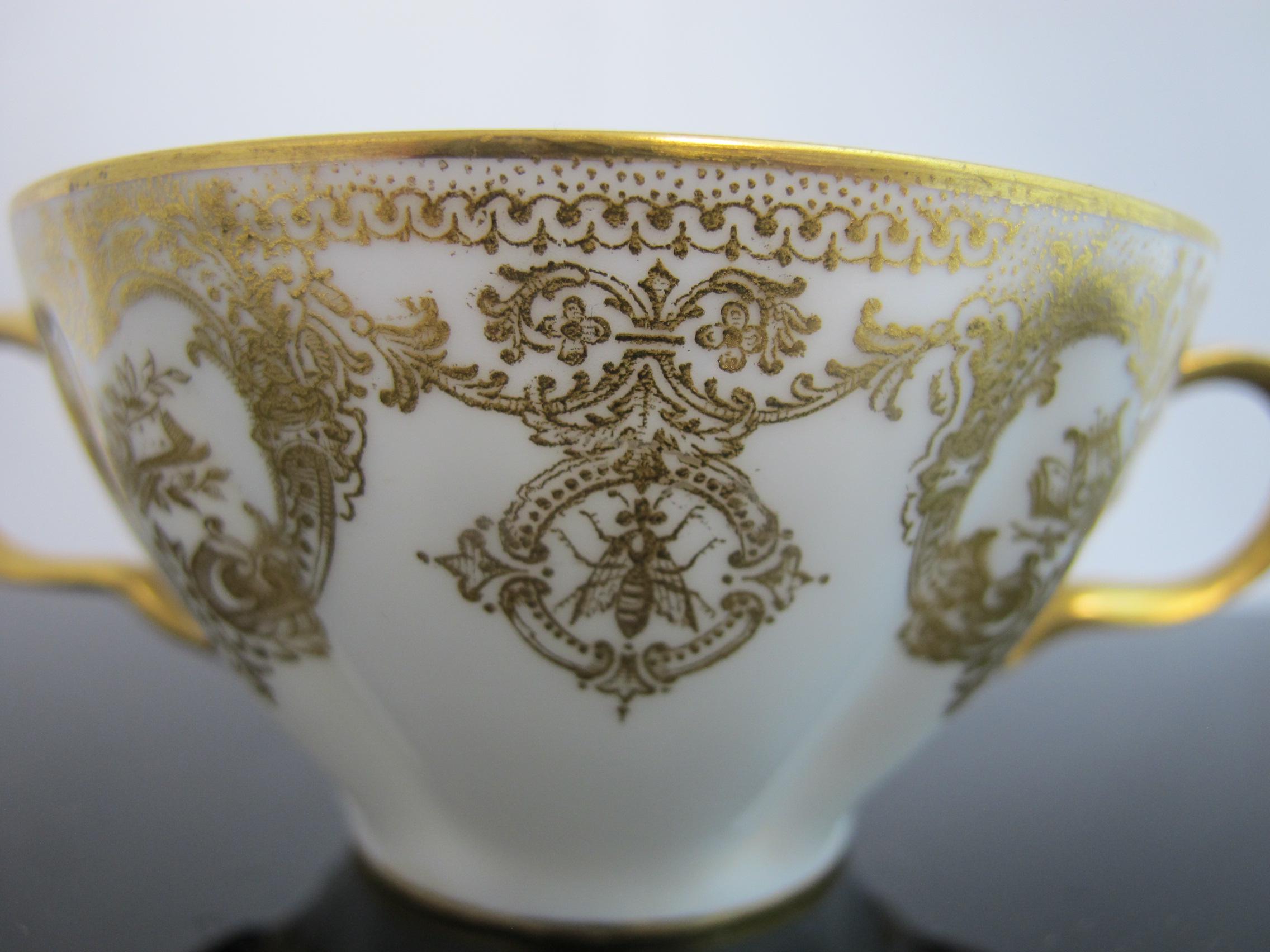 HAVILAND Limoges Rococo Style INSECT Floral Scroll Porcelain Soup Cup ...