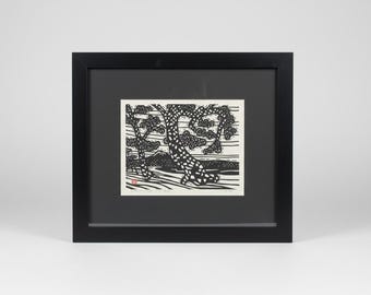 斎藤清 サイン入り 額入り 会津木版画「冬の橋」 - Etsy 日本