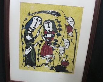渡辺貞夫 サイン入り 額入り 型染め 聖書美術 1965年 - Etsy 日本