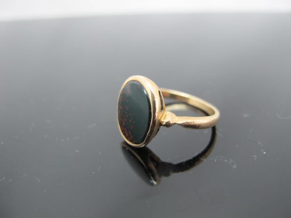 Oval BLOODSTONE 14k Yellow Gold Signet Marcus & C… - image 4