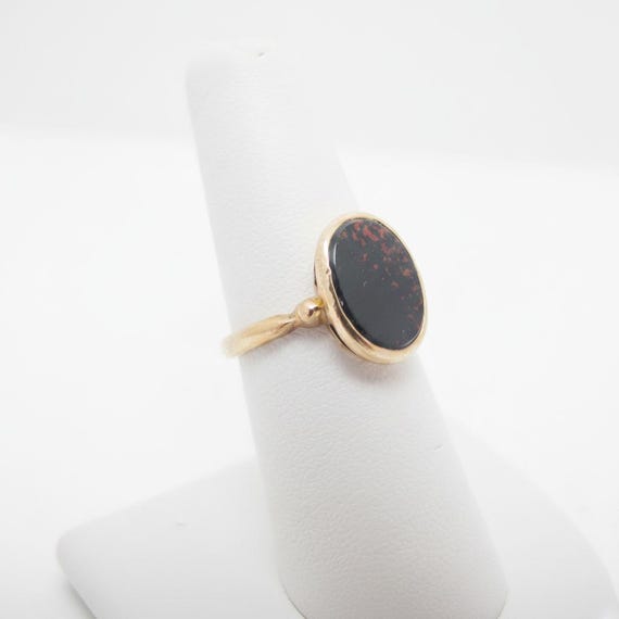 Oval BLOODSTONE 14k Yellow Gold Signet Marcus & C… - image 9