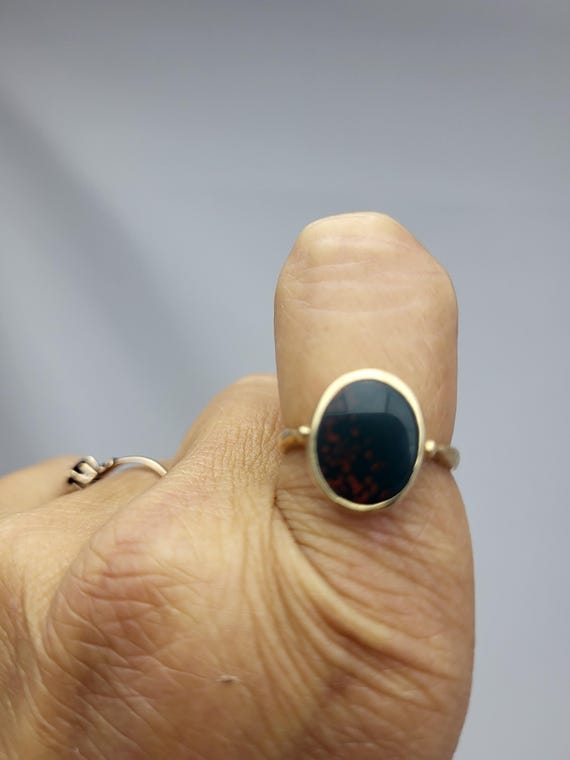 Oval BLOODSTONE 14k Yellow Gold Signet Marcus & C… - image 13